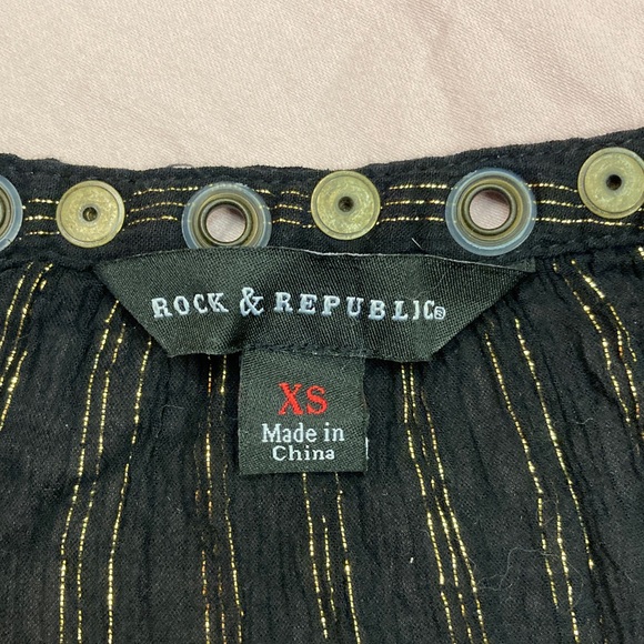 Rock & Republic Black and Gold Striped Blouse - Picture 2 of 3
